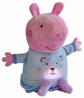 Peppa Pig 2v1 plyšový zaspávač hrajúci + svetlo, modrý, 25 cm